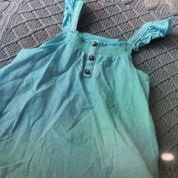 Blue Ruffled Kids Tank Top - Picture 2 of 3